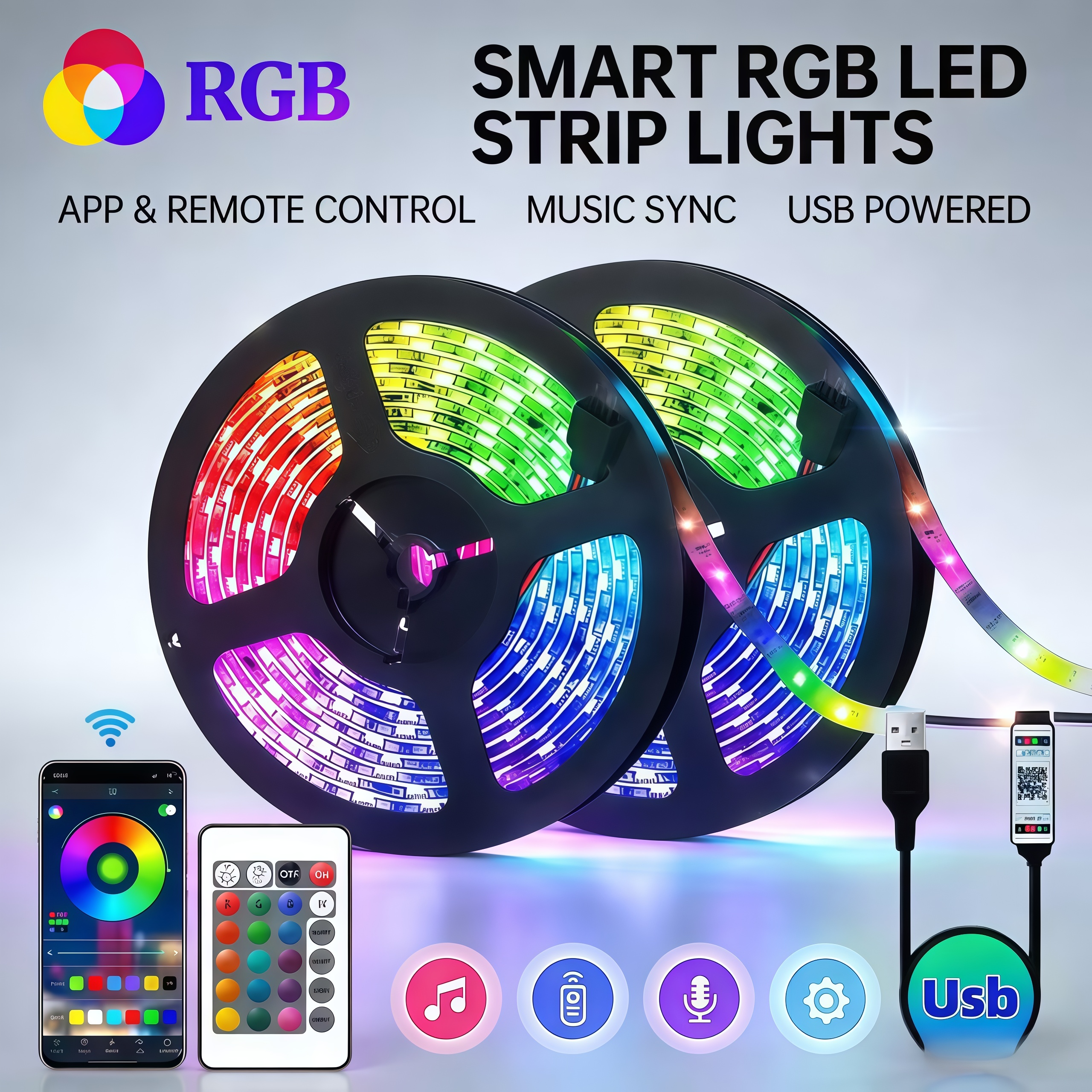 Gaming Accessories For Bedroom - RGB 5050 1-30m Led Strip Light