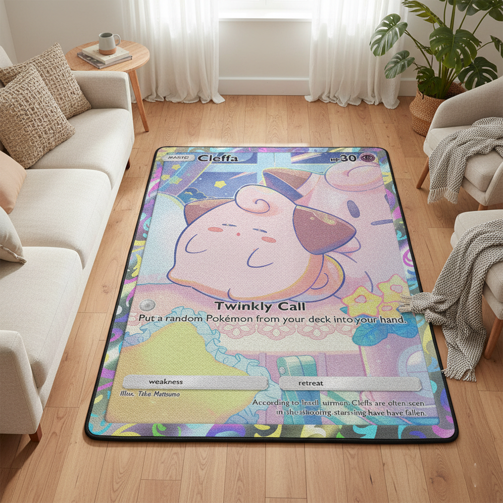 Gaming Accessories For Bedroom - Pokemon Cleffa Anime Rug Kawaii Cute