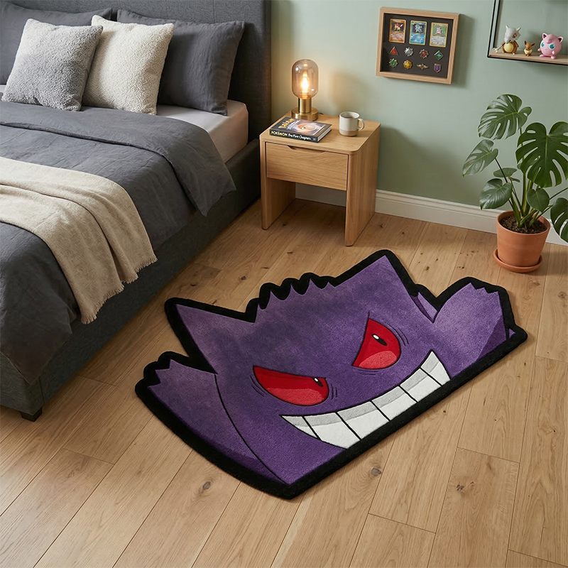 Gaming Accessories For Bedroom - Pokemon Gengar Rug Cute Purple Ghost