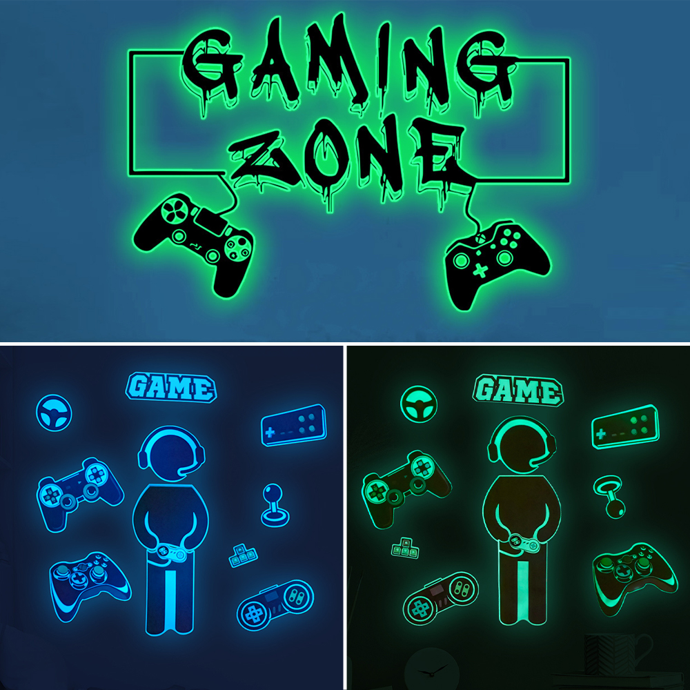 Gaming Accessories For Bedroom - Game Handle Gaming Zone Luminous Wall