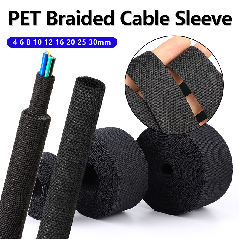 Cable Sleeve Braided - 3/5Meters Black PET Braided Cable Sleeve