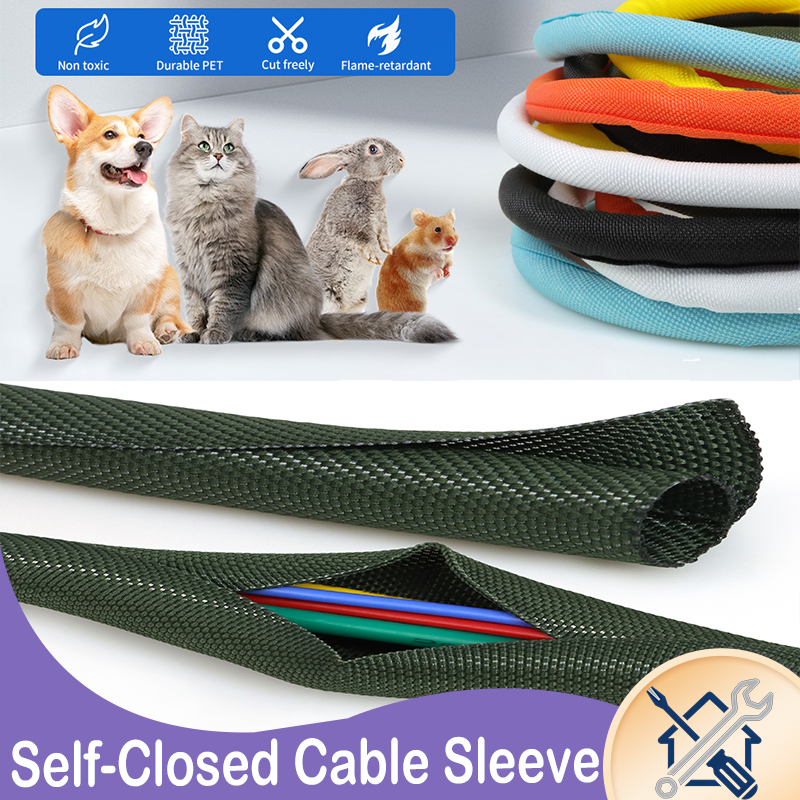 Cable Sleeve Braided - 1/3/5m Self Closing PET Expandable Braided