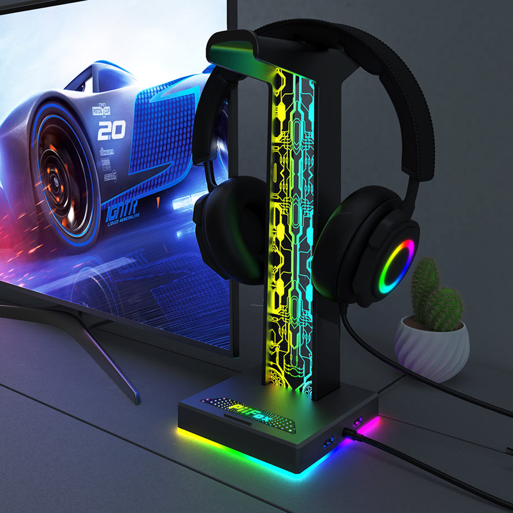 Gaming Accessories Sale - RGB Gaming Headphone Stand Dual USB