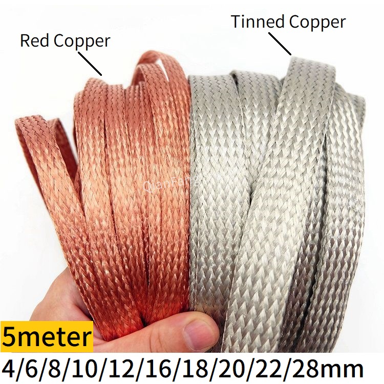 Cable Sleeve Braided - 5M Copper Braided Sleeve Tinned Plating