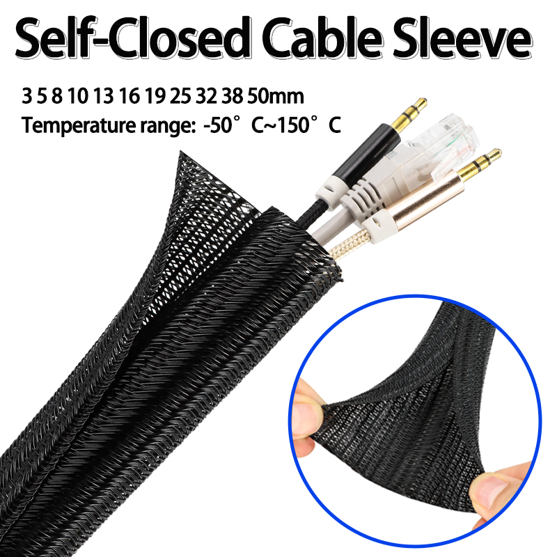 3/5/10m Black PET Braided Cabl - Cable Sleeve Braided reseña y precio