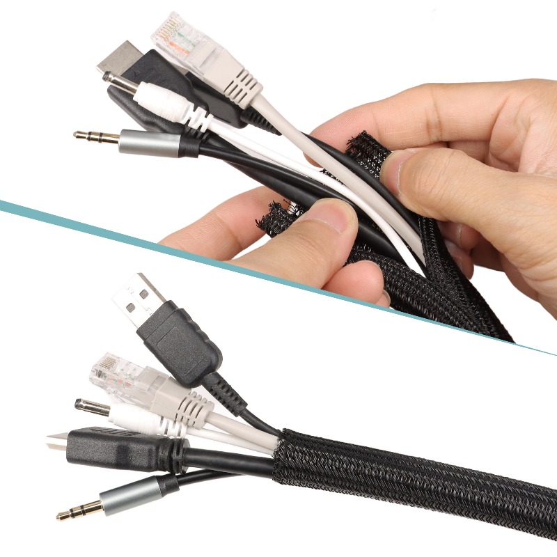 3/5/10m Black PET Braided Cabl - Cable Sleeve Braided reseña y precio