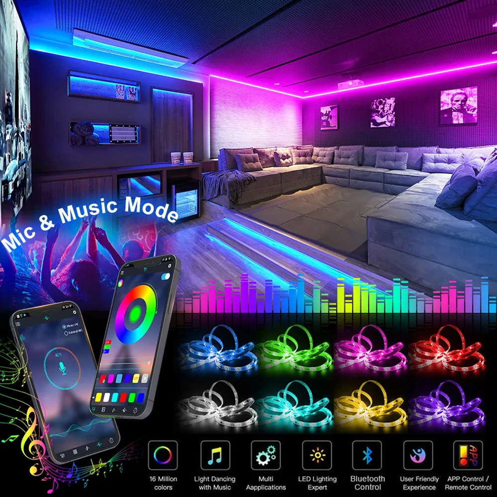 Color RGB 5050 LED Strip Bluet - Gaming Accessories For Bedroom reseña y precio