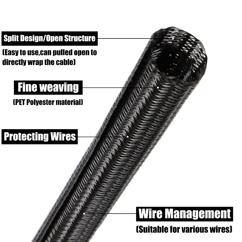 2/10m Black PET Braided Self-C - Cable Sleeve Braided reseña y precio