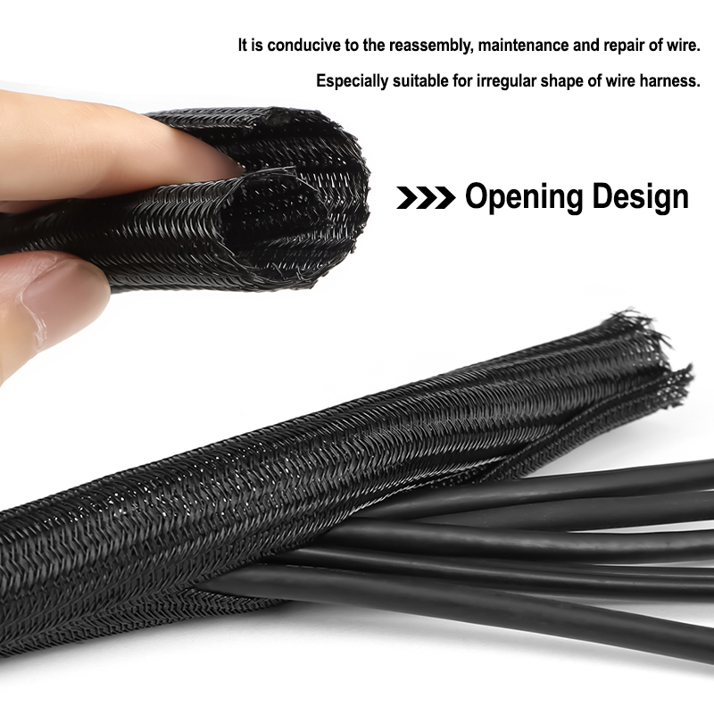 2/10m Black PET Braided Self-C - Cable Sleeve Braided reseña y precio