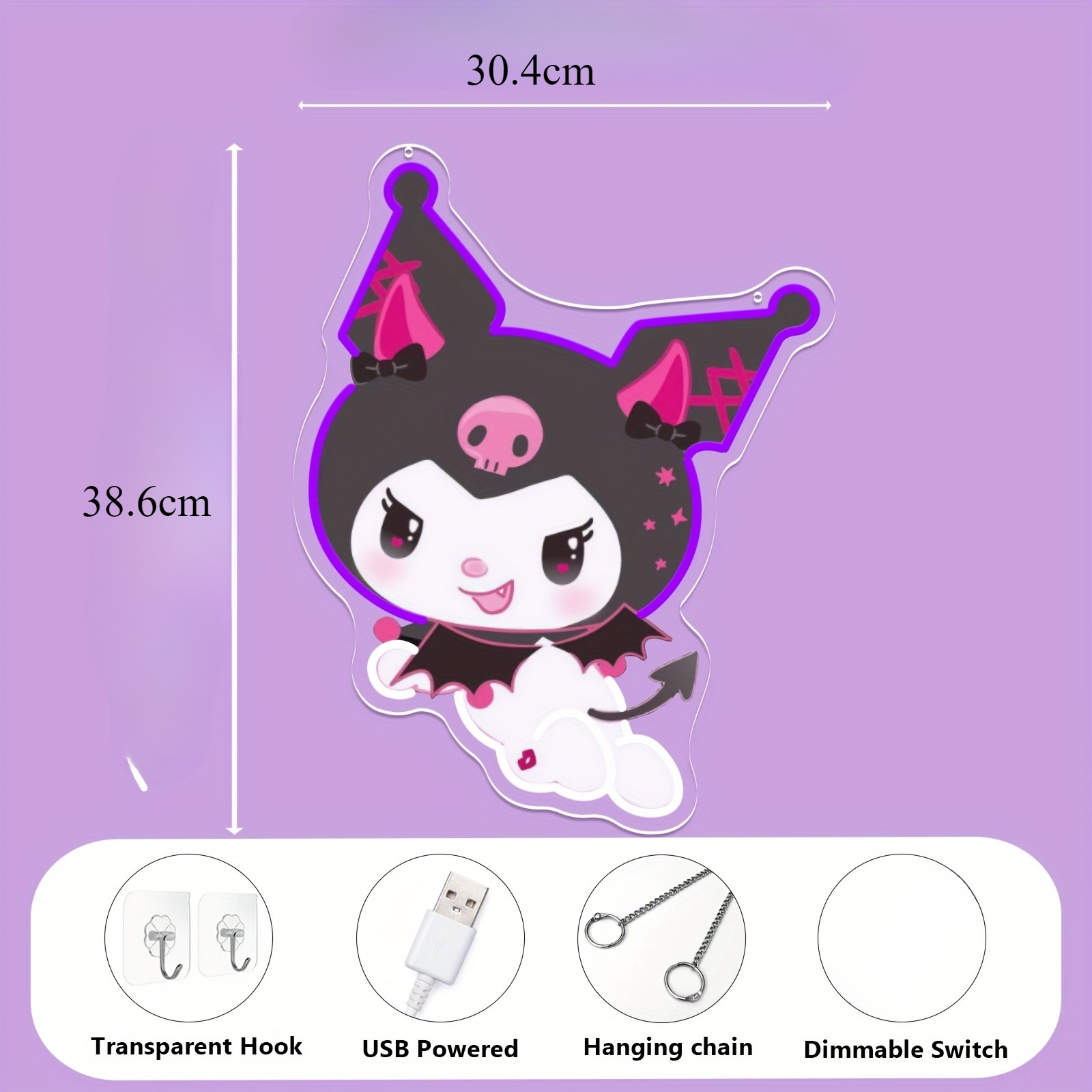 Kuromi LED Neon Sign Purple Gl - Gaming Accessories For Bedroom reseña y precio