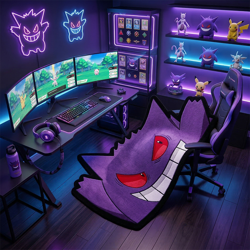 Pokemon Gengar Rug Cute Purple - Gaming Accessories For Bedroom reseña y precio