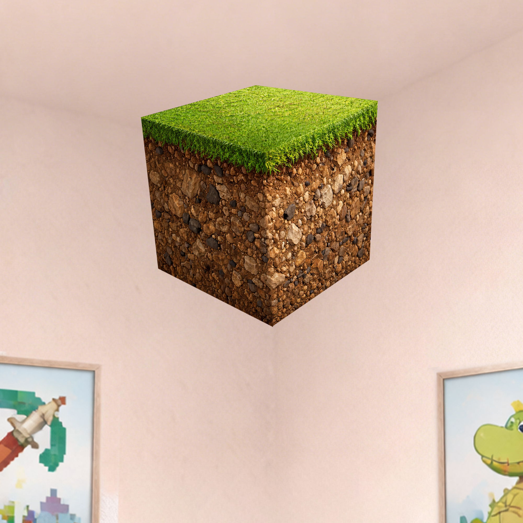 Realistic 3D Grass Cube Wall D - Gaming Accessories For Bedroom reseña y precio