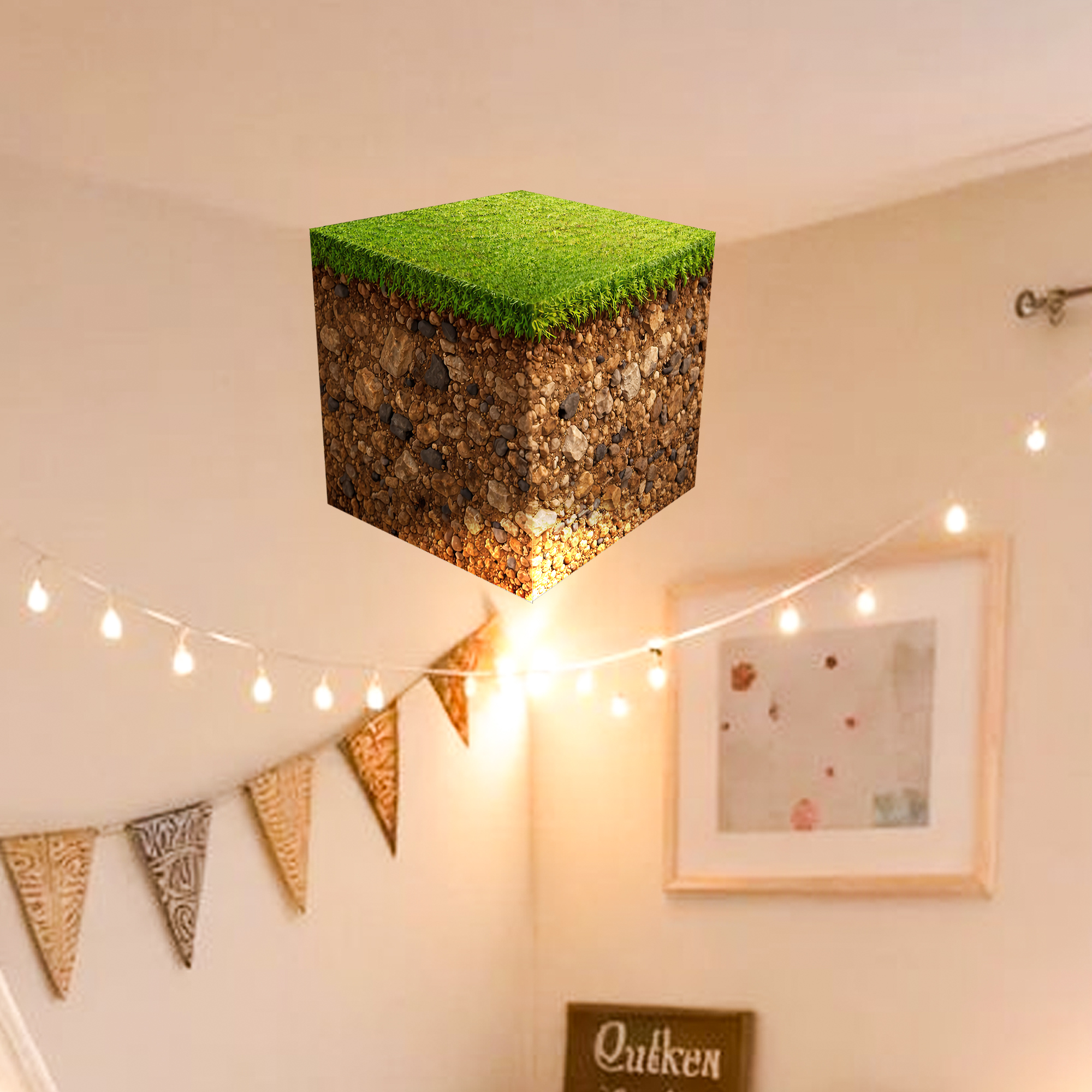 Realistic 3D Grass Cube Wall D - Gaming Accessories For Bedroom reseña y precio