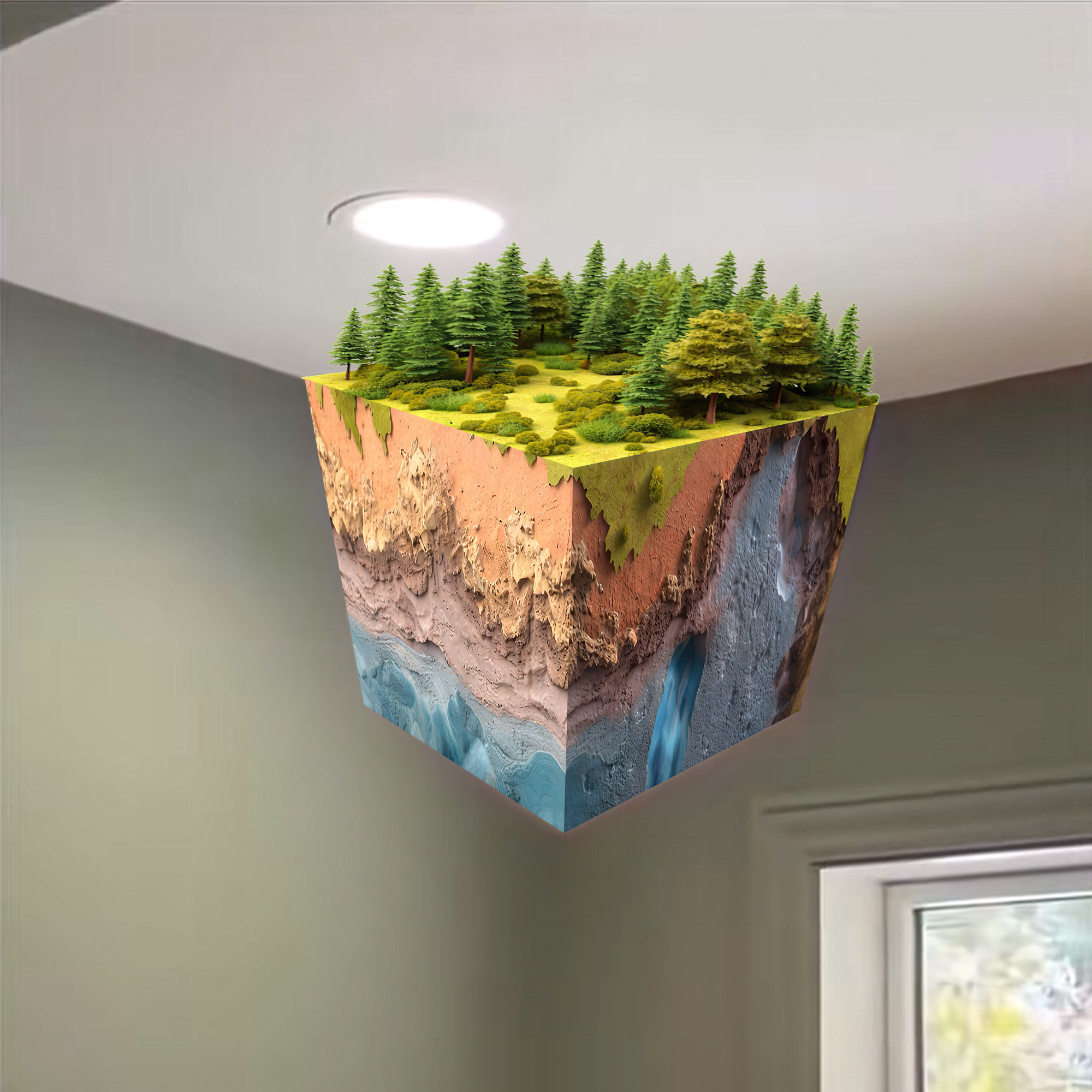 Realistic 3D Grass Cube Wall D - Gaming Accessories For Bedroom reseña y precio