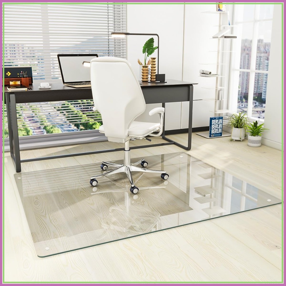 Tempered Glass Chair Mat 46x55 - Desk Corner Mat reseña y precio