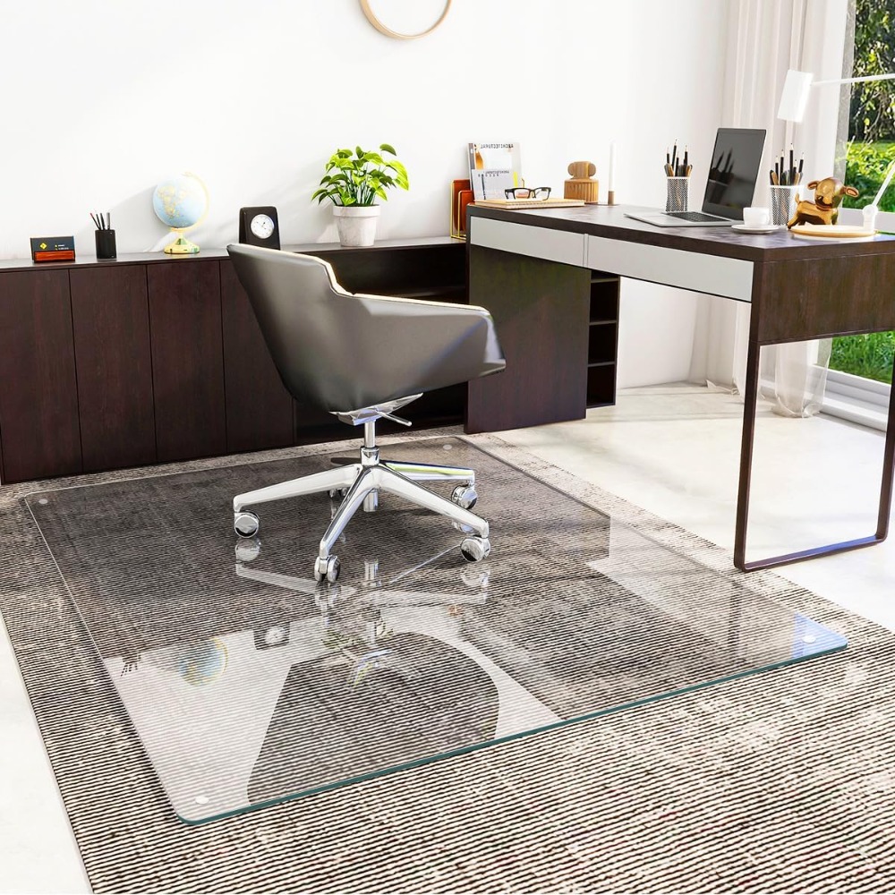 Tempered Glass Chair Mat 46x55 - Desk Corner Mat reseña y precio