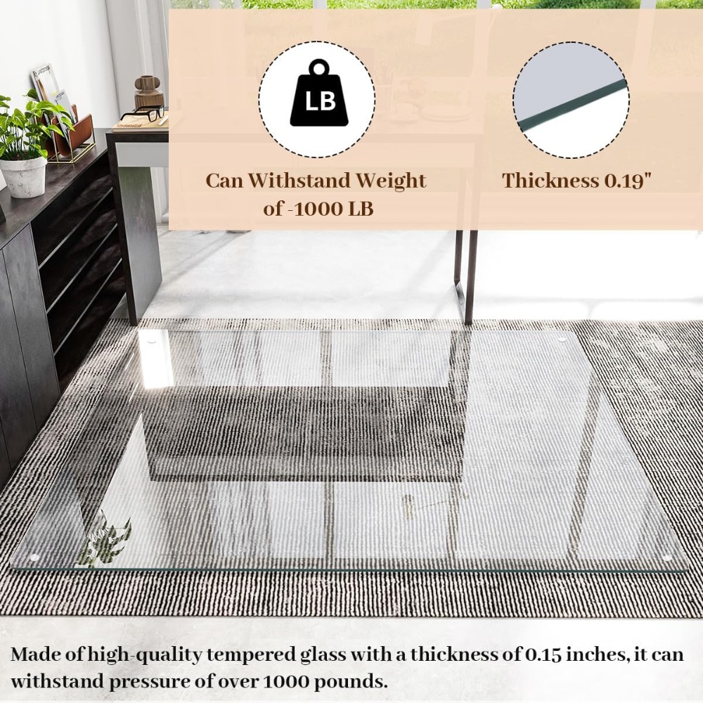Tempered Glass Chair Mat 46x55 - Desk Corner Mat reseña y precio