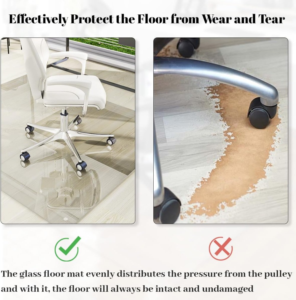 Tempered Glass Chair Mat 46x55 - Desk Corner Mat reseña y precio