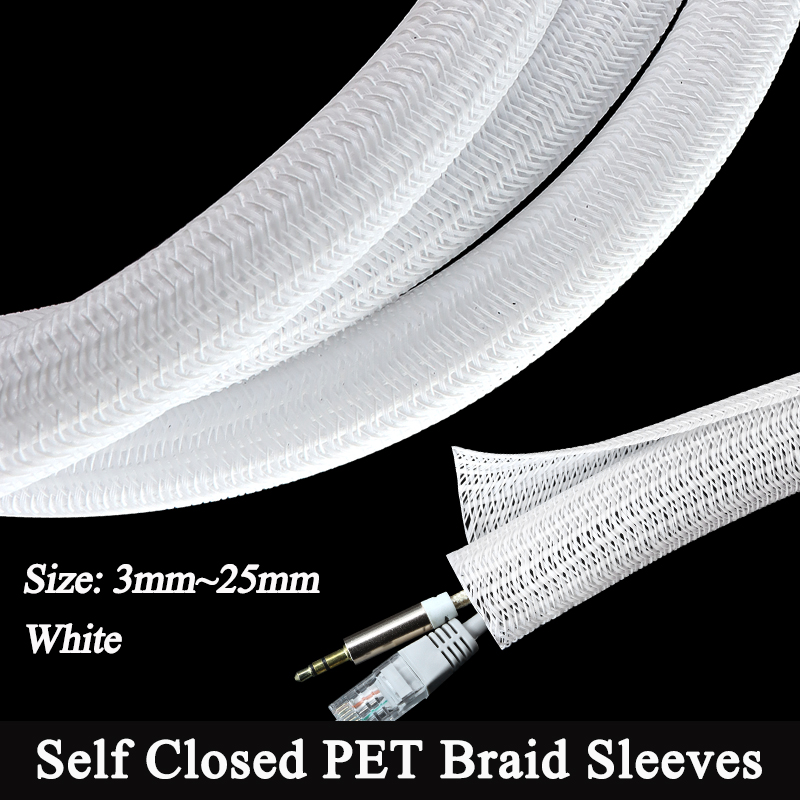 White Self-Closed Cable Sleeve - Cable Sleeve Braided reseña y precio