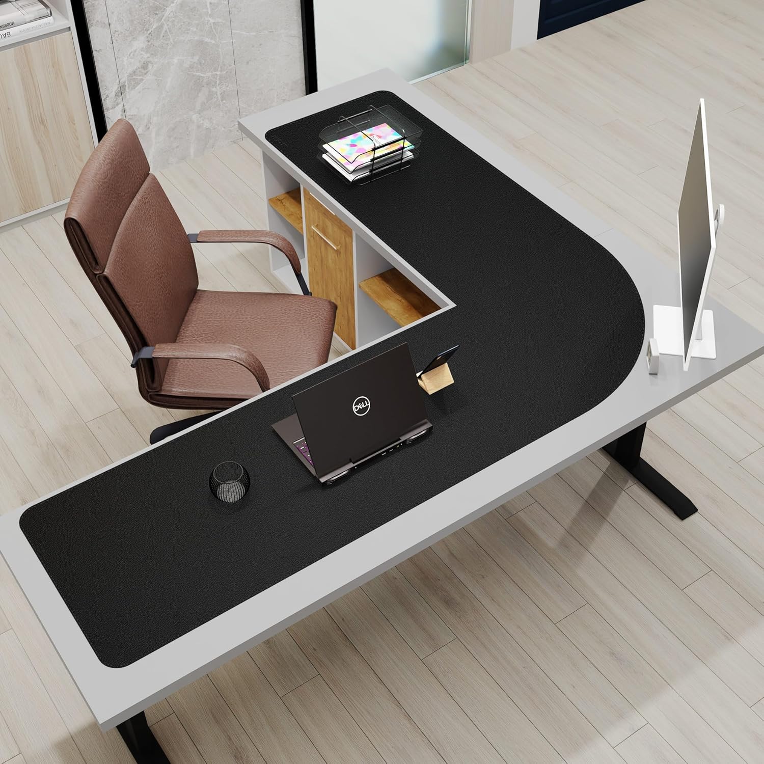 Extra Large L-Shaped Desk Pad, - Desk Corner Mat reseña y precio