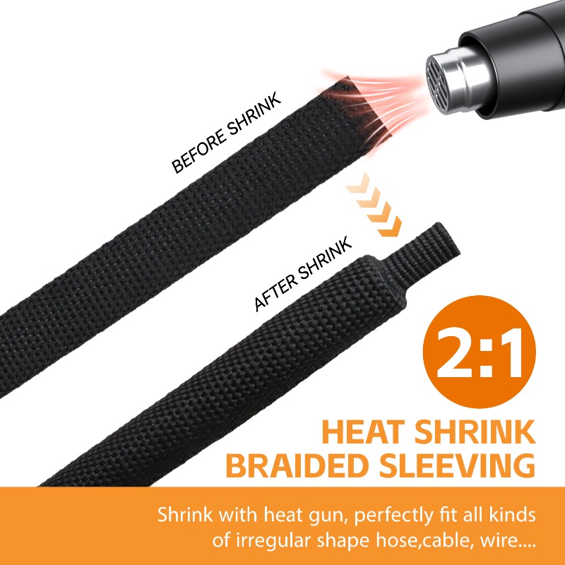 3/5Meters Black PET Braided Ca - Cable Sleeve Braided reseña y precio