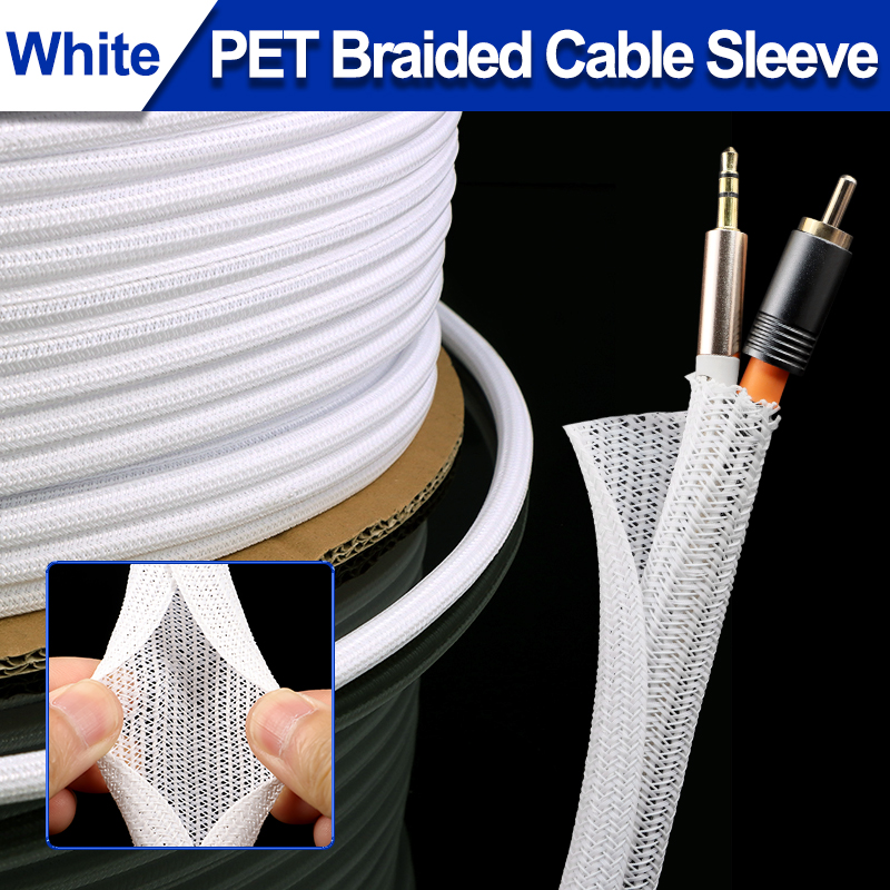 White PET Braided Expandable C - Cable Sleeve Braided reseña y precio