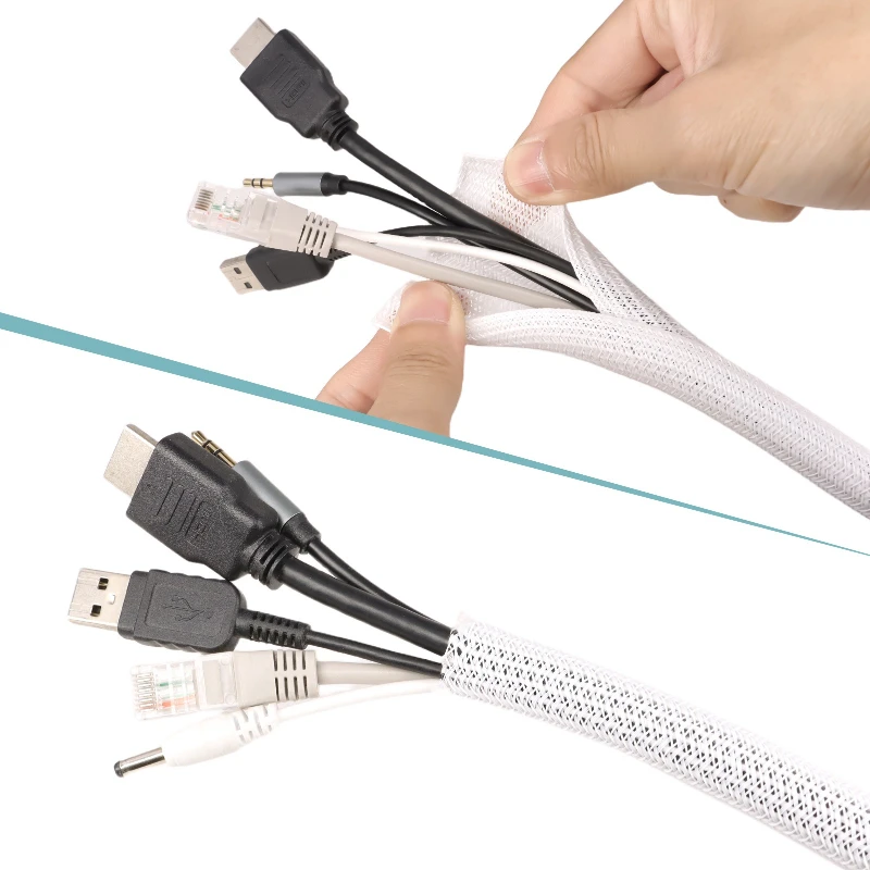 White PET Braided Expandable C - Cable Sleeve Braided reseña y precio