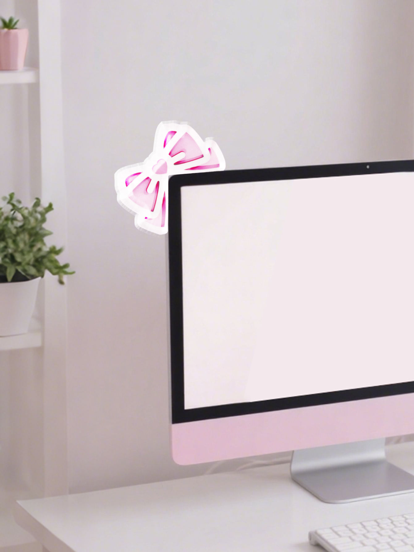 Kawaii Bow Monitor Decor Pink  - Gaming Accessories Monitor reseña y precio