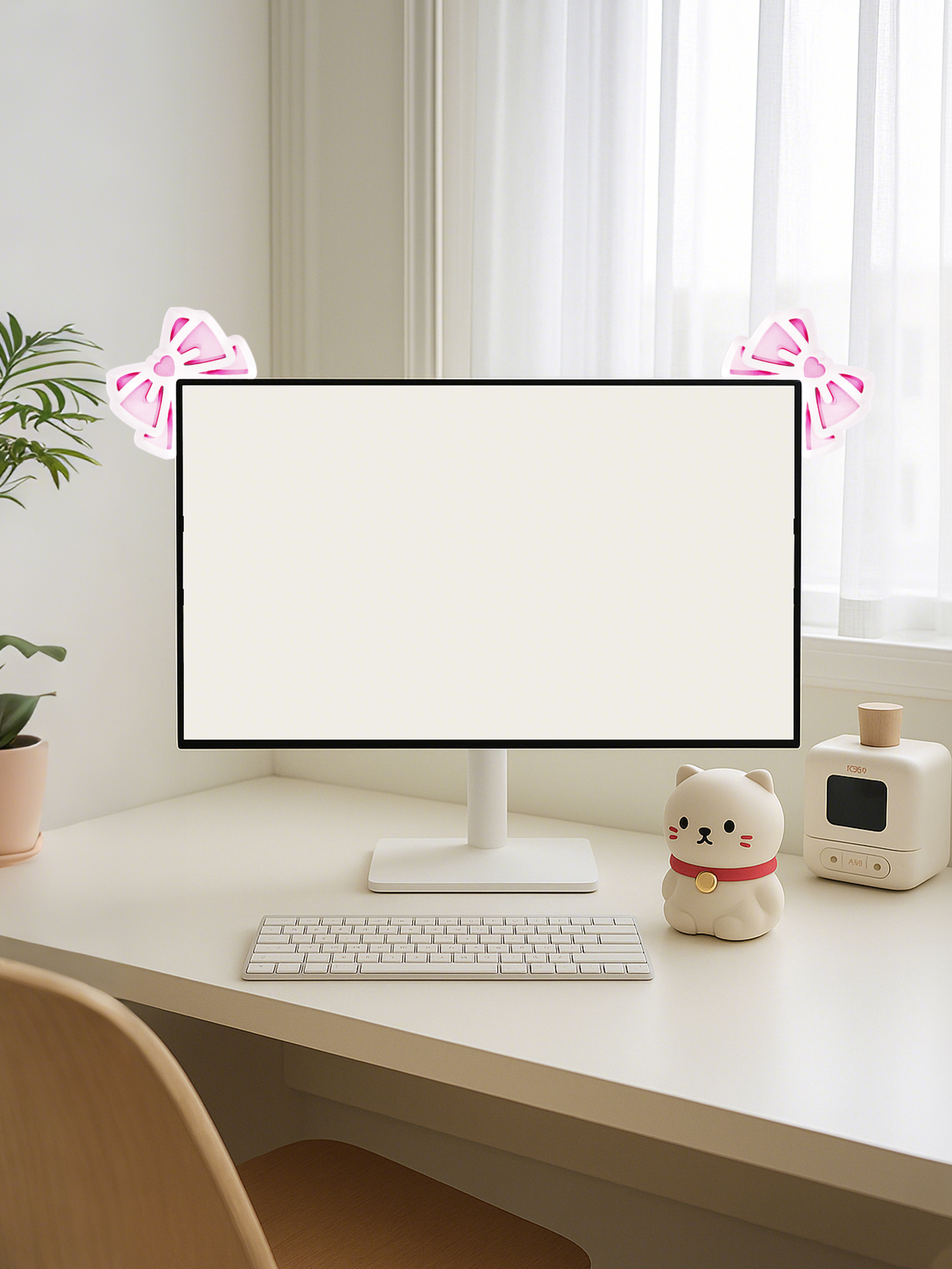 Kawaii Bow Monitor Decor Pink  - Gaming Accessories Monitor reseña y precio
